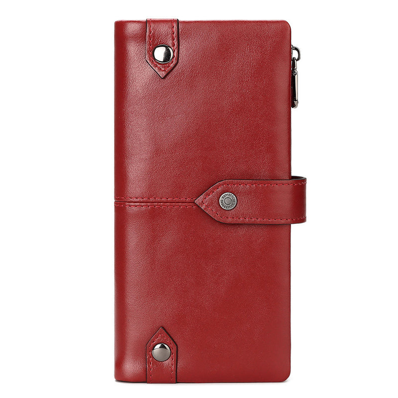 PureOnSkin Unisex Premium Fashion Personality Leather Wallet Low-Chemical Secure Buckle Wallet – Red