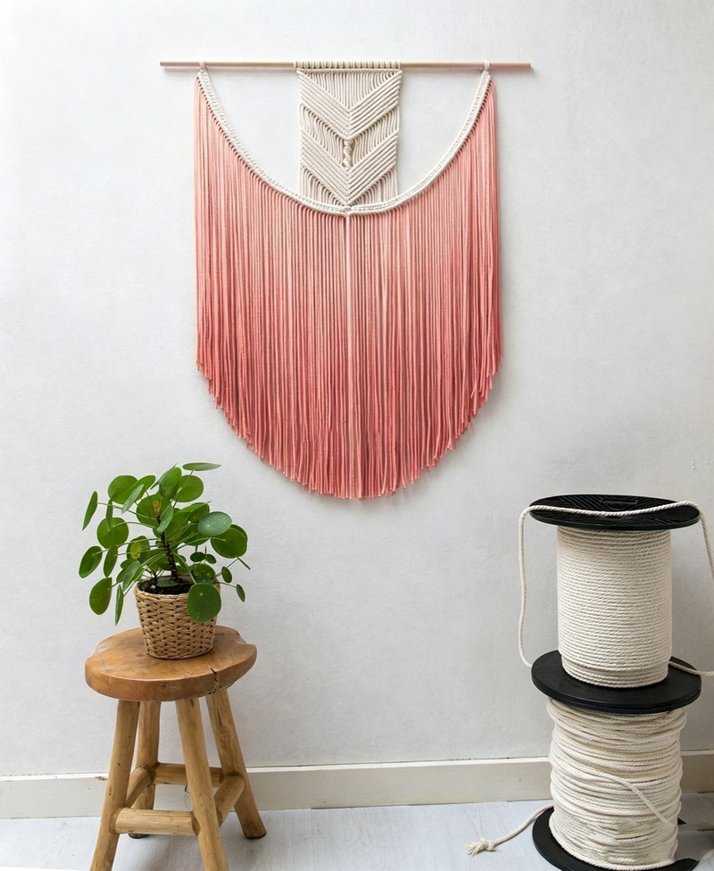 Handmade Woven Tapestry Tassel Wall Decoration – Pink