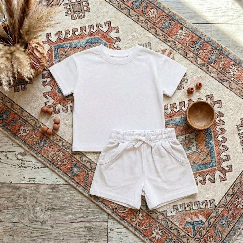 Baby & Toddler Organic Cotton Shorts Set | Ultra-Gentle – White