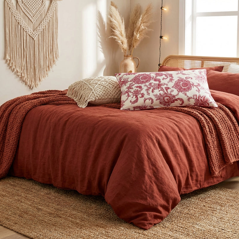 Almohada hipoalergénica de algodón de fibra larga | PureOnSkin Bed – Nuevo rojo vino