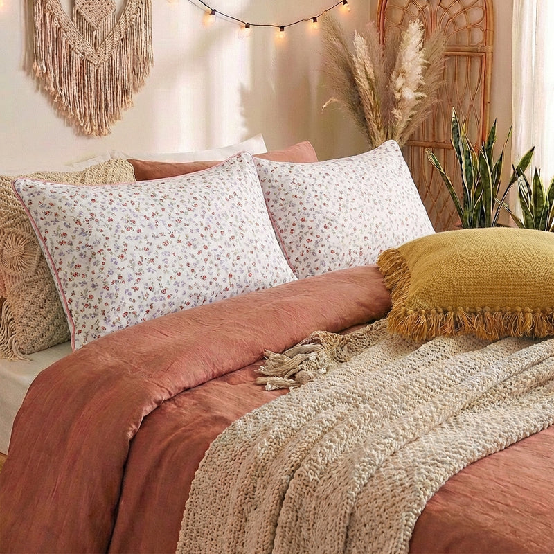 Almohada hipoalergénica de algodón de fibra larga | PureOnSkin Bed – Rosa medio