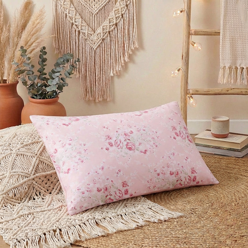 Almohada hipoalergénica de algodón de fibra larga | PureOnSkin Bed – Rosa deslumbrante