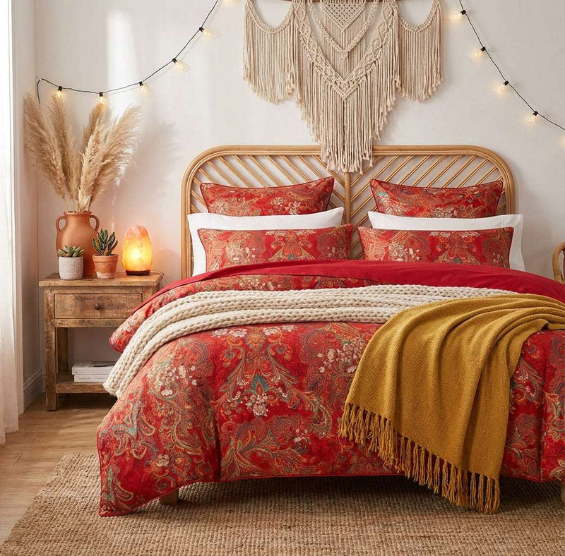 Almohada hipoalergénica de algodón de fibra larga | PureOnSkin Bed – Rojo