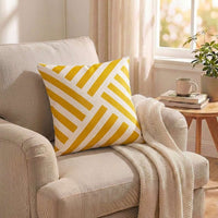 Modern Geometric Lumbar Pillow | Supportive Linen Cover