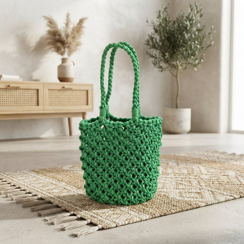 100% Cotton Handmade Crochet Handbag – Green