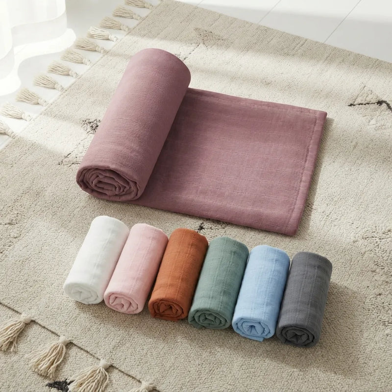 PureOnSkin Organic Cotton Gauze Double Wrap Blanket – Light Orange