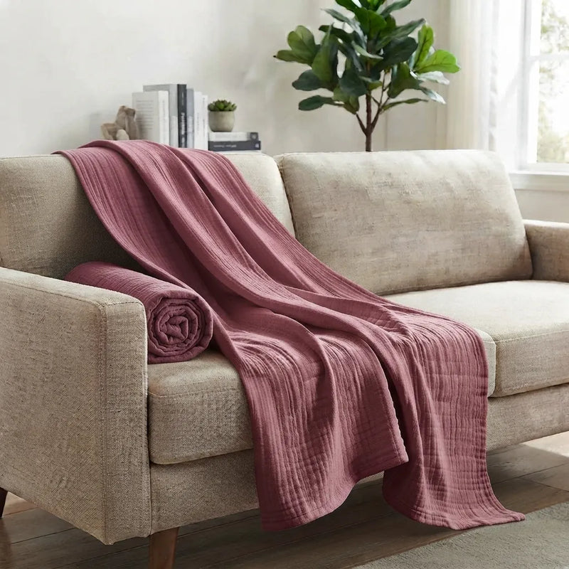 PureOnSkin Organic Cotton Gauze Double Wrap Blanket – Purple powder