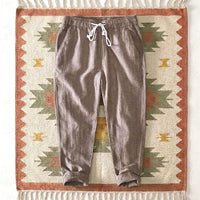 PureOnSkin Men's Summer Cotton and Linen Striped Pants