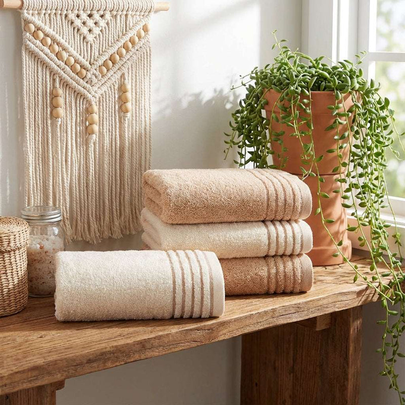 PureOnSkin Luxury Cotton Towel Set - 100% Cotton Soft & Absorbent – Beige