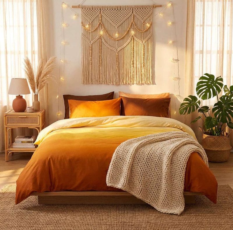 PureOnSkin Gradient 4-Piece Cotton Bedding Set - Soft & Breathable – Setting sun