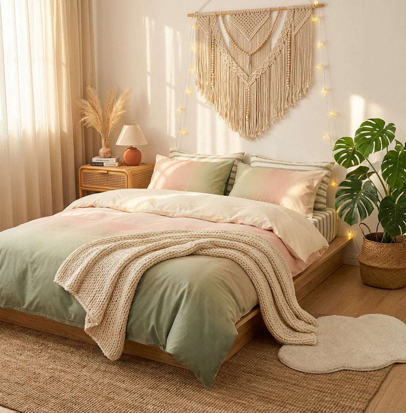 PureOnSkin Gradient 4-Piece Cotton Bedding Set - Soft & Breathable – Pastel green