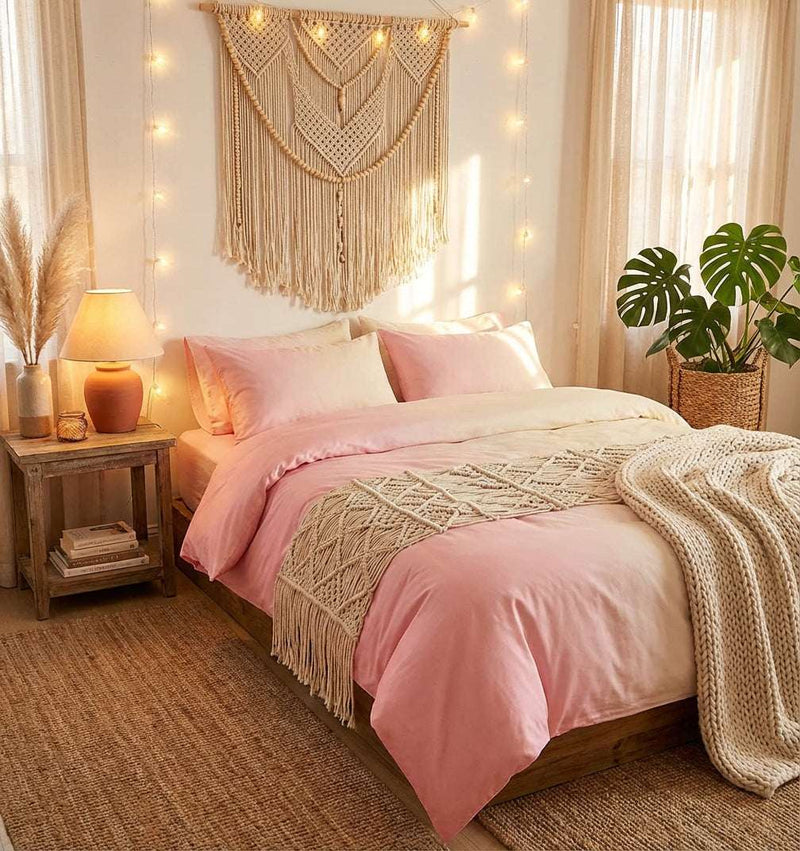 PureOnSkin Gradient 4-Piece Cotton Bedding Set - Soft & Breathable – Rainbow Pink