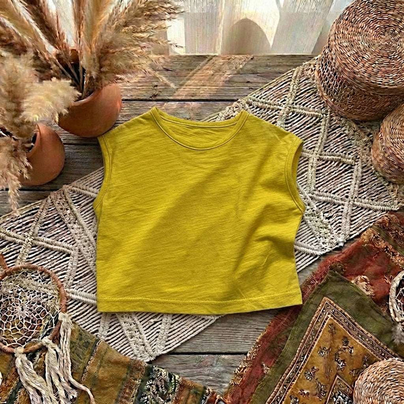 PureOnSkin Kids Slub Cotton Vest | Ultra-Soft Summer Tank – Yellow