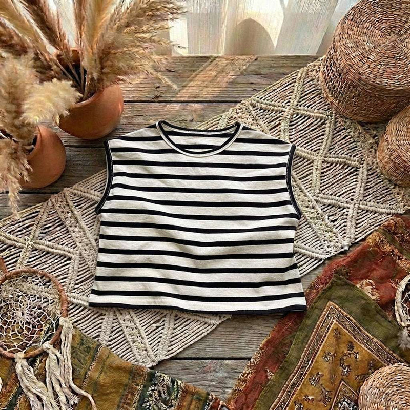 PureOnSkin Kids Slub Cotton Vest | Ultra-Soft Summer Tank – Stripes
