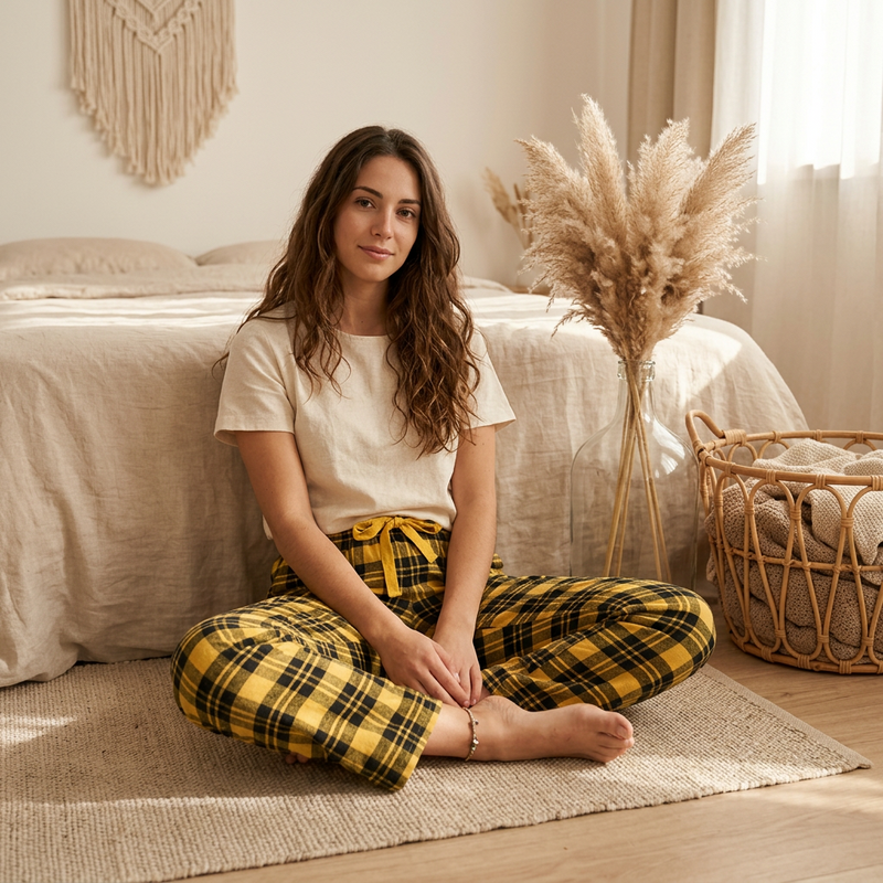 PureOnSkin Women’s 100% Cotton Flannel Plaid Pajama Pants