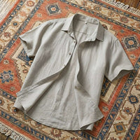 PureOnSkin Breathable Men’s Casual Cotton Linen Short Sleeve Shirt for Sweat-Induced Dermatitis & Friction Relief