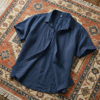 PureOnSkin Breathable Men’s Casual Cotton Linen Short Sleeve Shirt for Sweat-Induced Dermatitis & Friction Relief