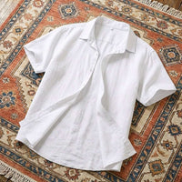 PureOnSkin Breathable Men’s Casual Cotton Linen Short Sleeve Shirt for Sweat-Induced Dermatitis & Friction Relief