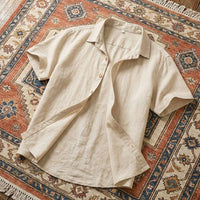PureOnSkin Breathable Men’s Casual Cotton Linen Short Sleeve Shirt for Sweat-Induced Dermatitis & Friction Relief