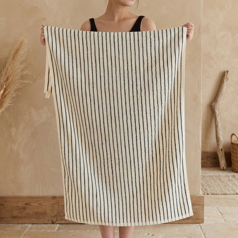 PureOnSkin Retro Style 100% Organic Combed Cotton Striped Bath Towel & Hand Towel