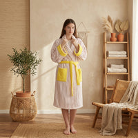 Ultra Soft Whimsical Stripe Bathrobe 100% Organic Long stapled Cotton