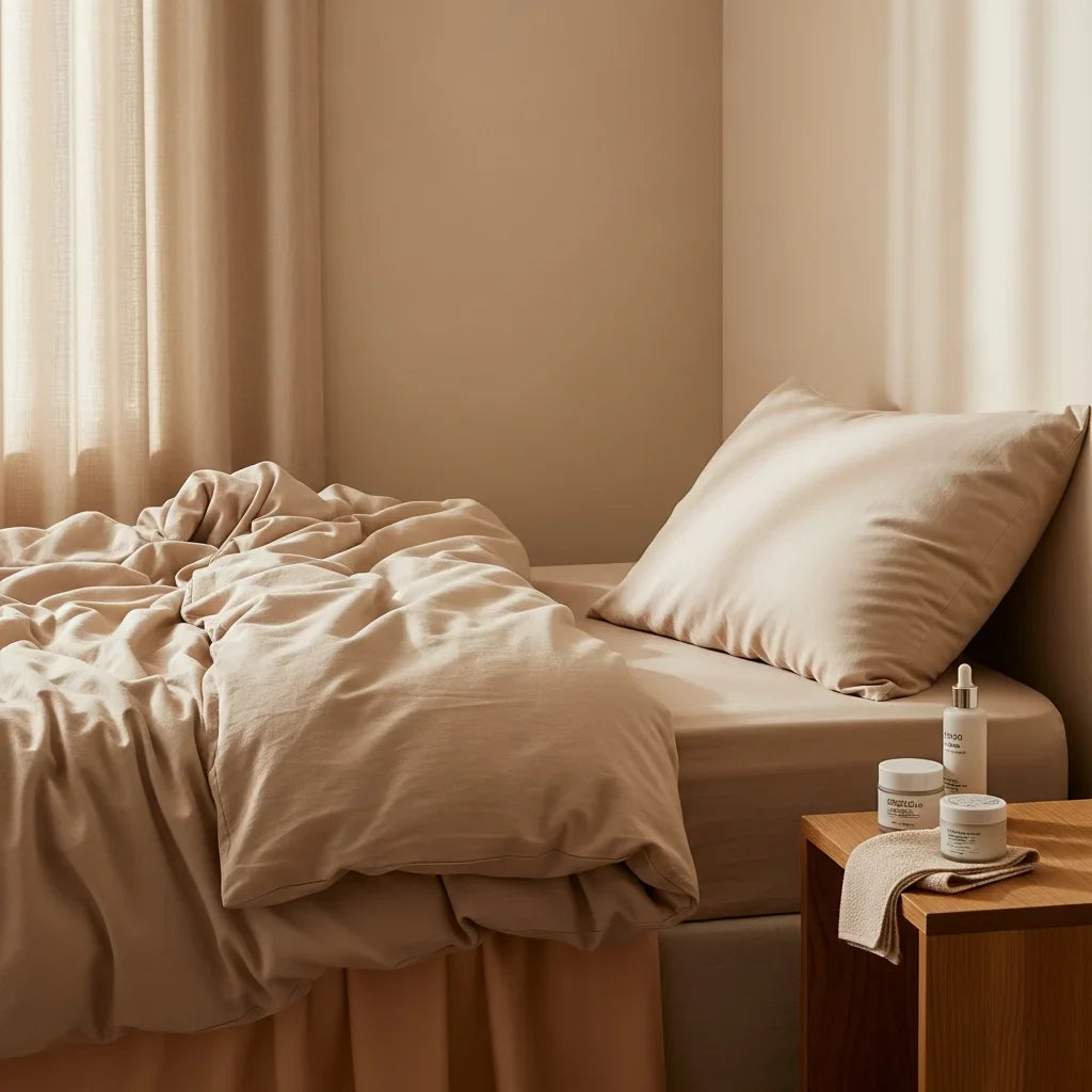 Hero image illustrating how pillowcases and clothing fabrics impact a sensitive skin care routine.