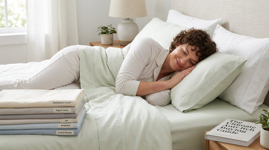 woman laying on cotton bed linen