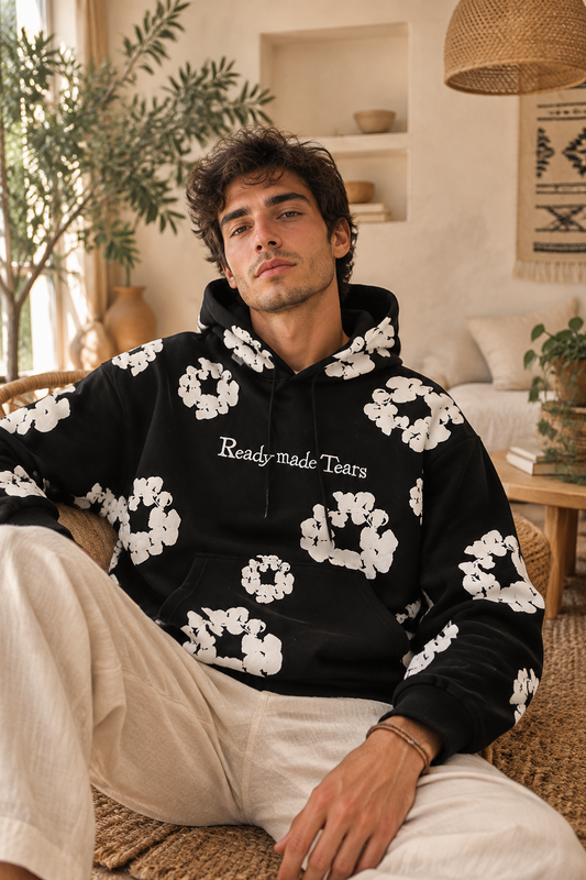 Men's High Street Cotton Foaming Print Fleece Hoodie