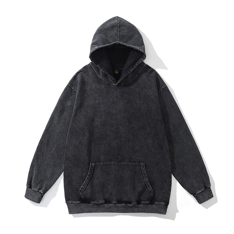 Men's Direct Spray Print Loose Pure Cotton Washed Vintage Hoodie