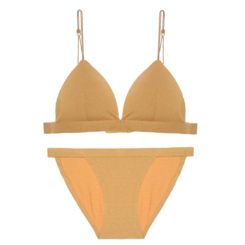 Women's Cotton Triangle Cup Wireless Bra Set