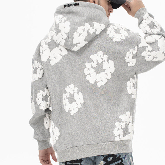 Men's High Street Cotton Foaming Print Fleece Hoodie