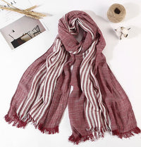 Men's 100% Cotton Striped Long Scarf