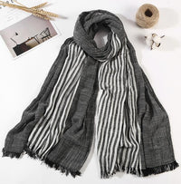 Men's 100% Cotton Striped Long Scarf