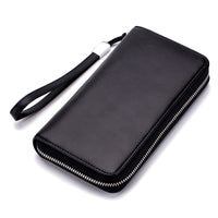 PureOnSkin Unisex Premium Leather Long Wallet Clutch Bag Low-Chemical Zipper Clutch Purse
