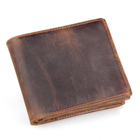 PureOnSkin Men's Luxury Top-Layer Cowhide Short Wallet Low-Chemical Bifold Zipper Wallet