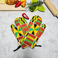 Set of 2 Oven Gloves African Print 100% Cotton Fabric