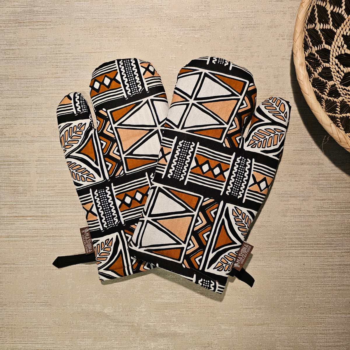 Set of 2 Oven Gloves African Print 100% Cotton Fabric