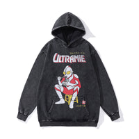 Men's Direct Spray Print Loose Pure Cotton Washed Vintage Hoodie