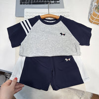 Boy's Two-Piece Set Summer Dog Print T-Shirt and Pants