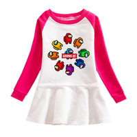 Girls Korean Style Cartoon Long Sleeve Dress