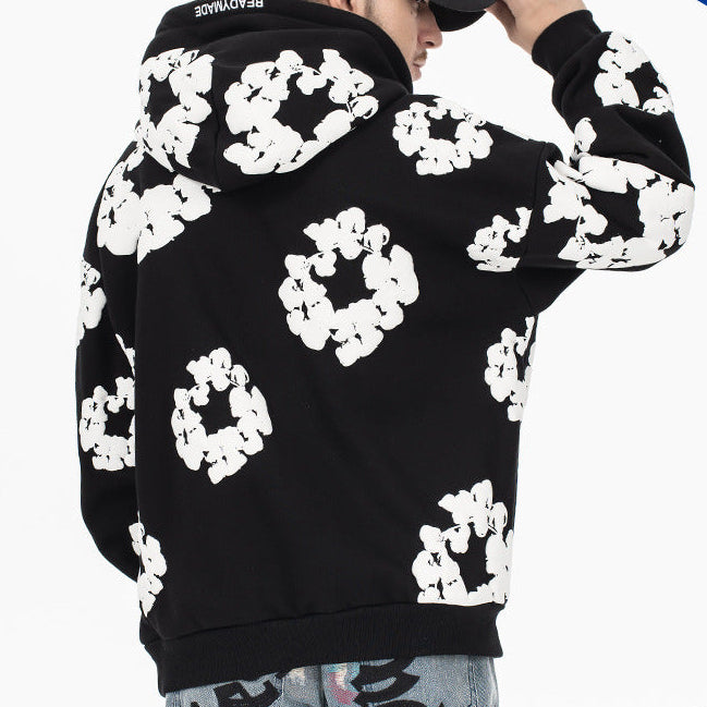 Men's High Street Cotton Foaming Print Fleece Hoodie
