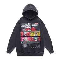 Men's Direct Spray Print Loose Pure Cotton Washed Vintage Hoodie