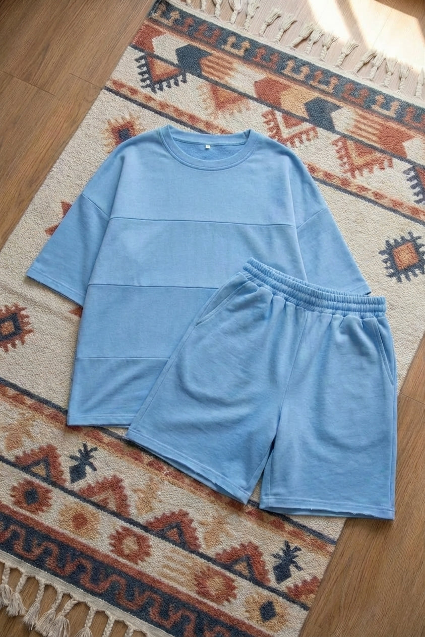 100% Cotton Woman Round Neck Top & Shorts Set