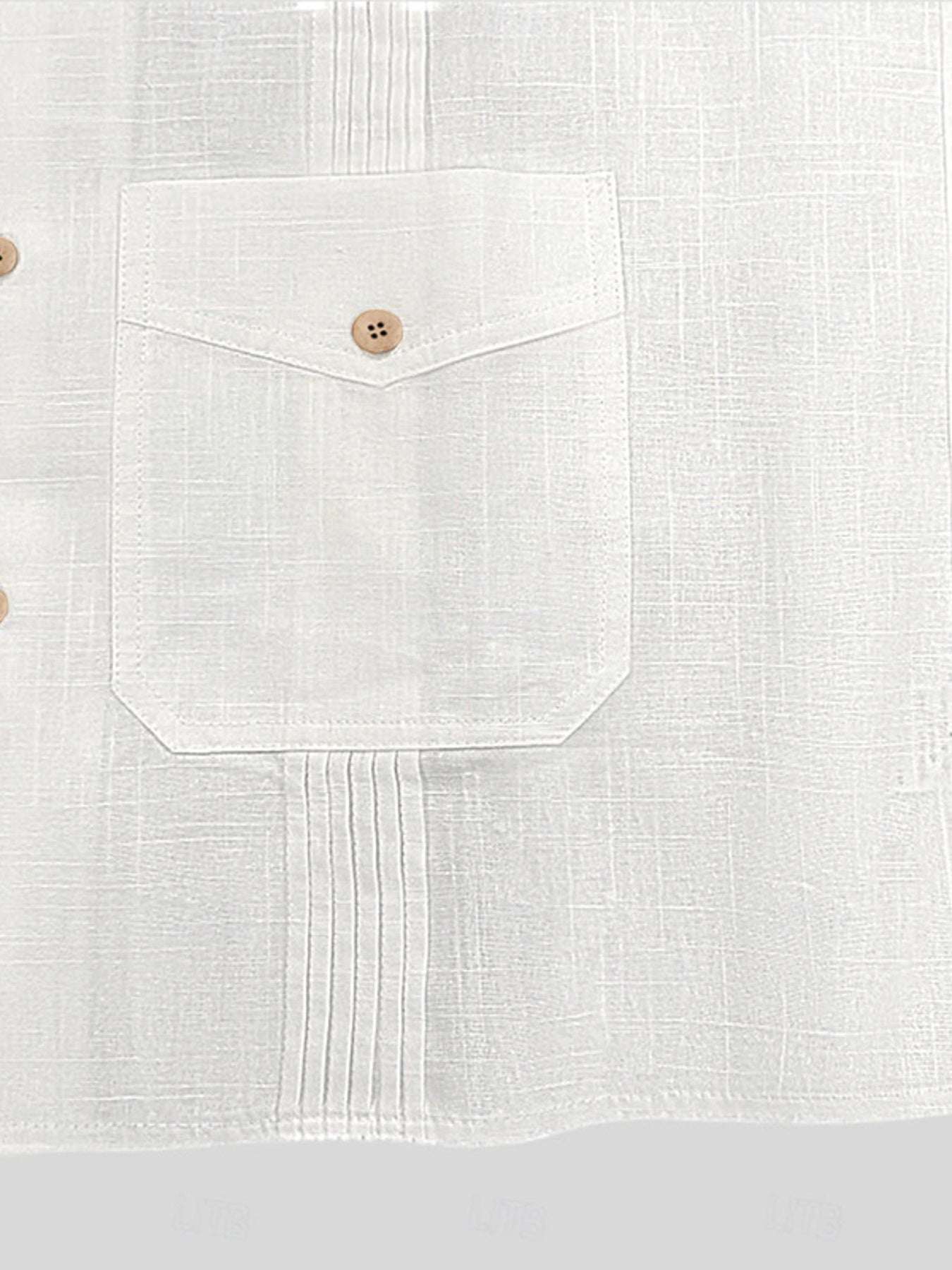 Front view of the Men’s White Cotton Buttoned Pocket Shirt showing the classic collar and chest pocket.