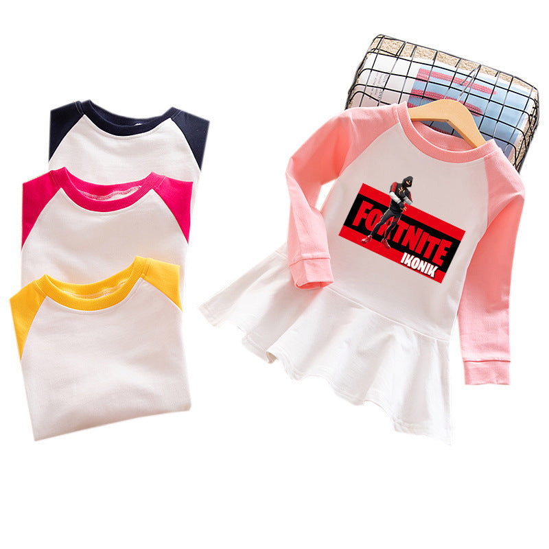 Pure Cotton Gaming Long Sleeve T-shirt and Skirt