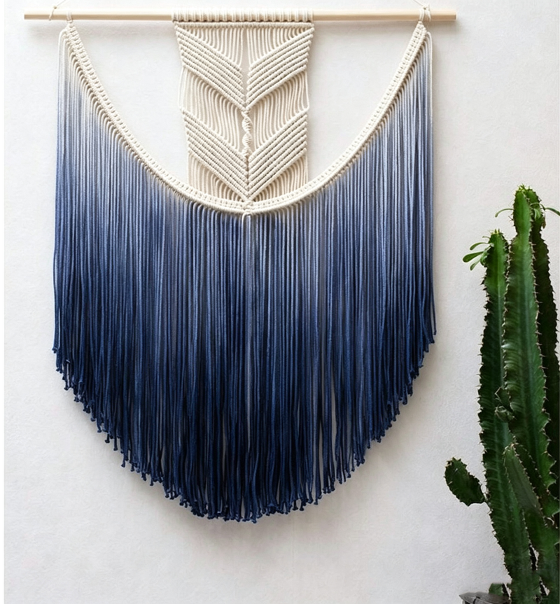 Handmade Woven Tapestry Tassel Wall Decoration – Blue