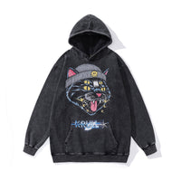 Men's Direct Spray Print Loose Pure Cotton Washed Vintage Hoodie