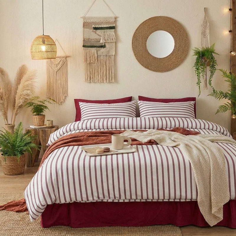 Cotton Double Bed Fitted Sheet Set – Red
