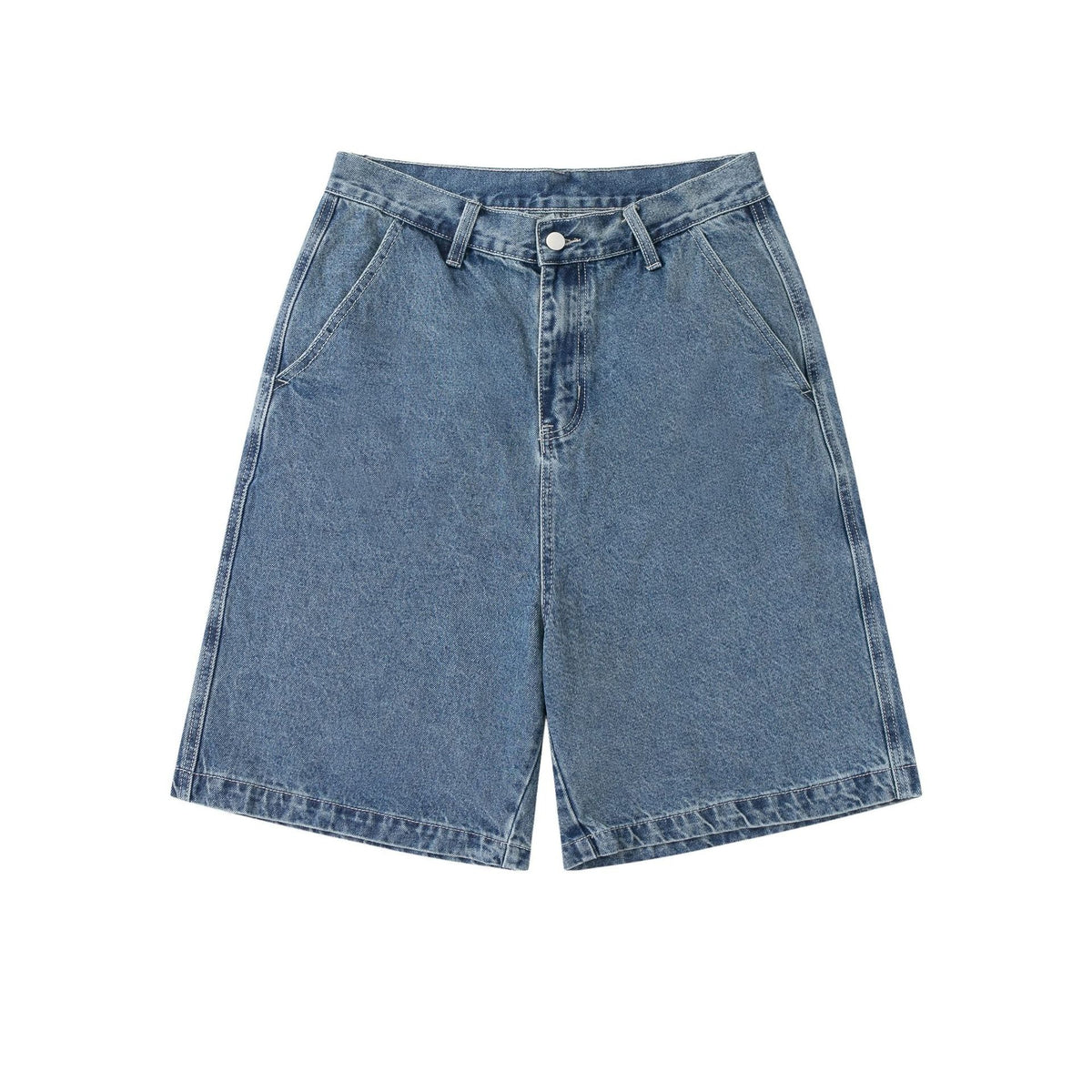 Men's Simple Loose Fit Mid-Rise Light Blue Cotton Denim Shorts