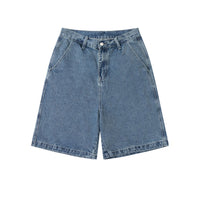 Men's Simple Loose Fit Mid-Rise Light Blue Cotton Denim Shorts